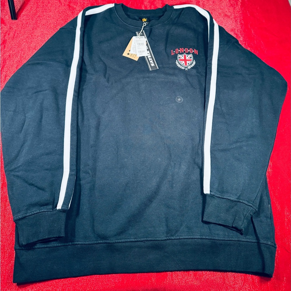 Mens Navy Blue Fivestar Tillys London Sweatshirt Navy Size Small NWT